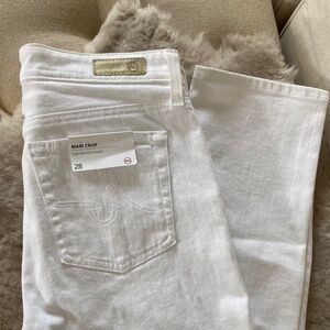 AG Mari Cropped High Rise Slim Straight White Jeans